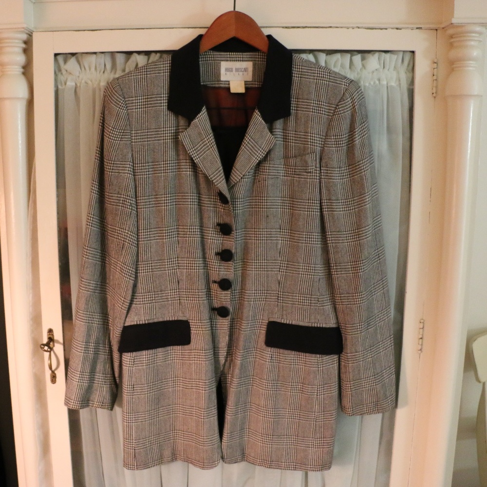 Vintage Hugo Buscati Black and White Wool Blazer